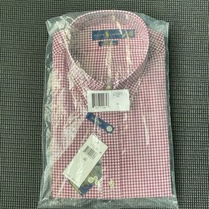NWT Red Gingham Ralph Lauren Button Down Shirt